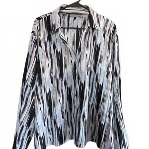 Apt 9 Women's Long Sleeve Button Down Multicolored Blouse Size 2X